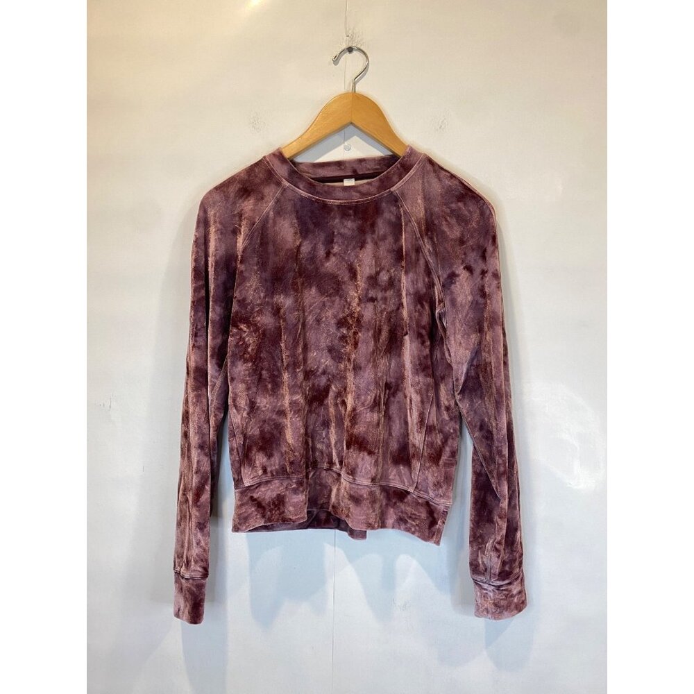Lululemon Women's Velour Warm Down Crew Size 8 Velvet Tie Dye Cassis Multi